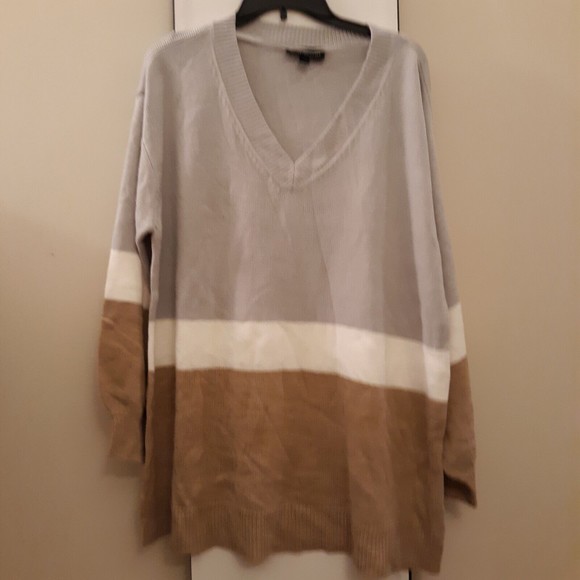 Lane Bryant Womens Plus (14/16) Sweater Knit Tri Color (Blue, White, Brown) Soft - Picture 1 of 11
